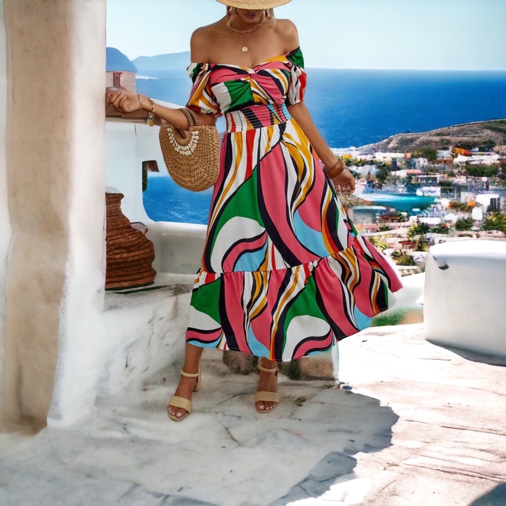 NWOT Shein Off-the-shoulder Print Dress